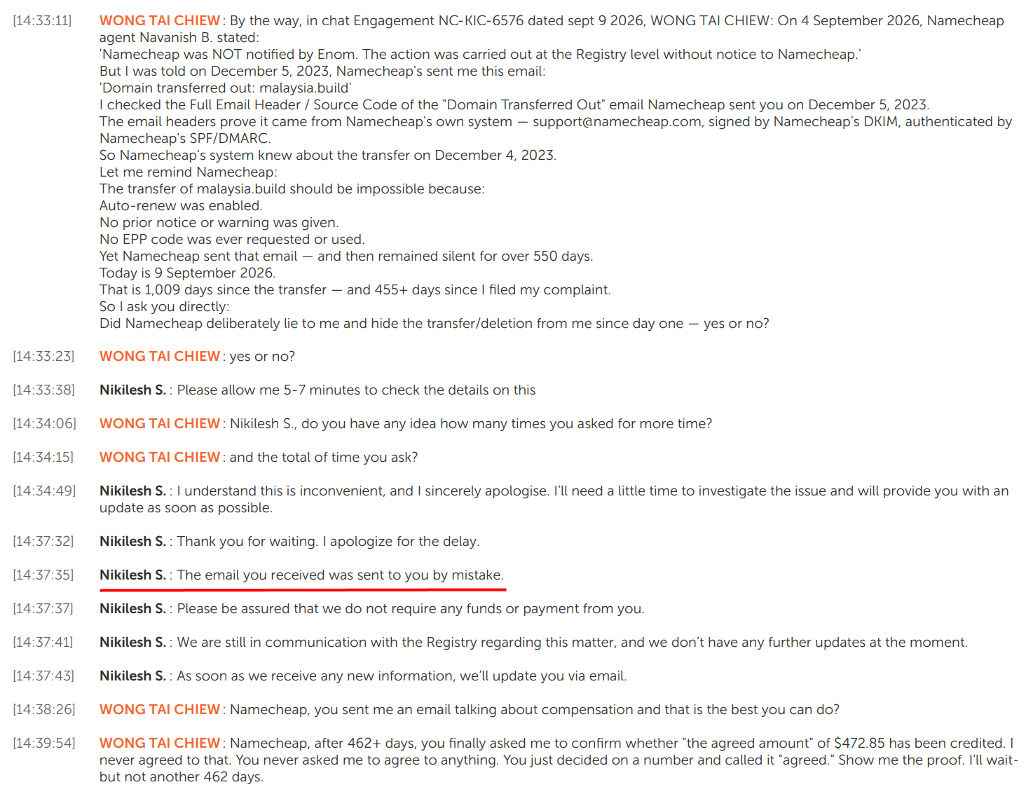 Namecheap confirmed the email is a mistake!